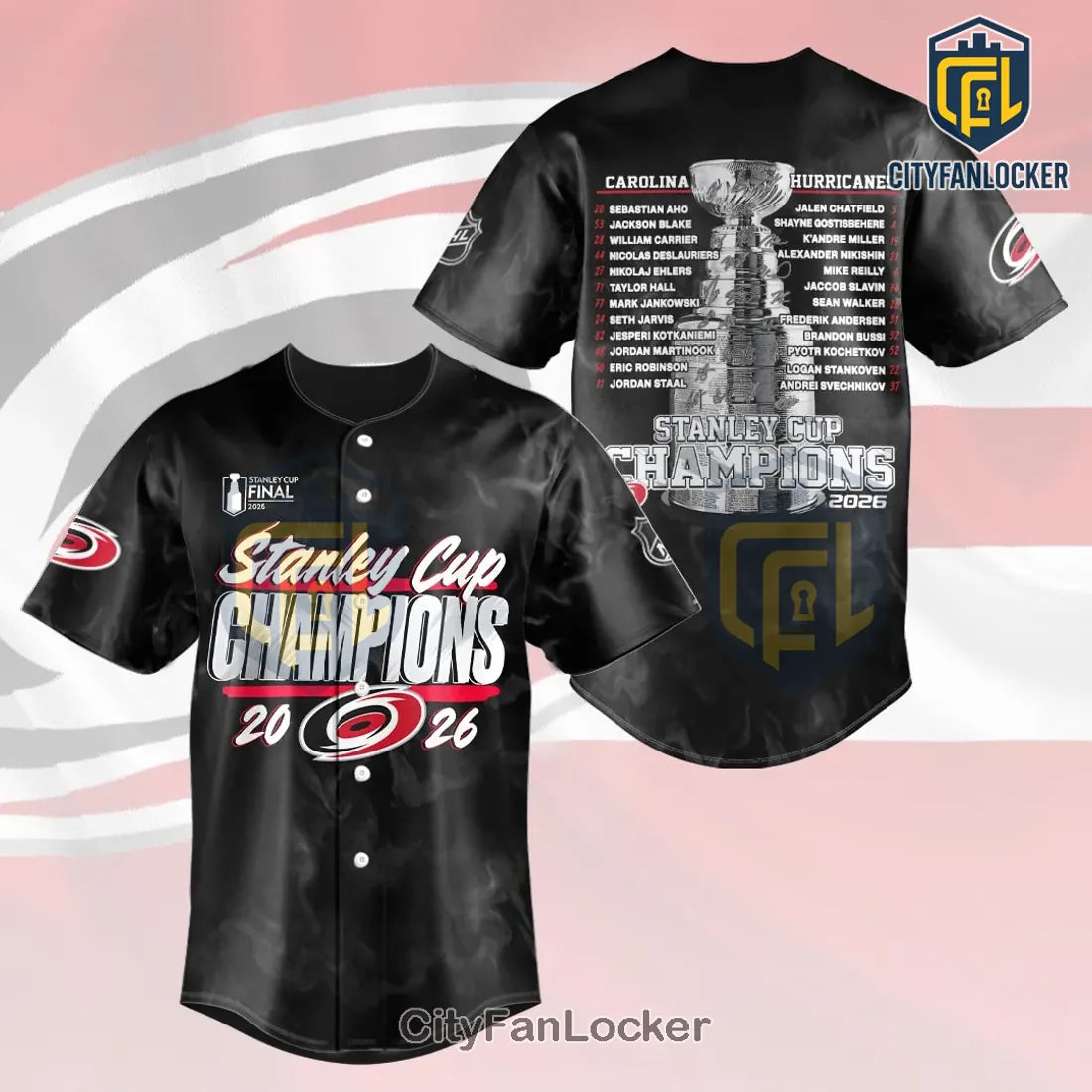 Carolina Hurricanes 2026 Stanley Cup Champions Baseball Jersey