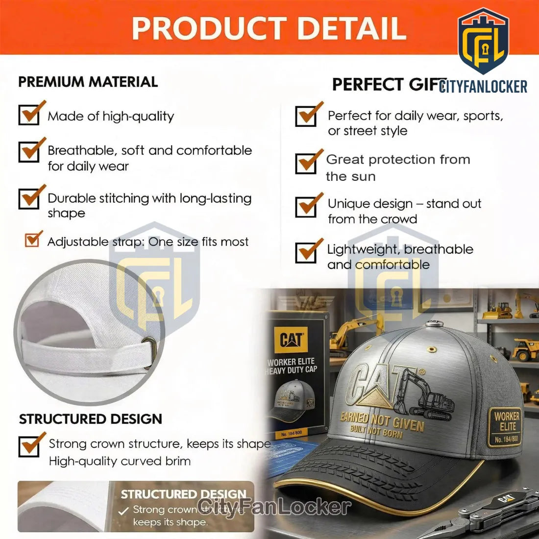 CAT Worker Elite Limited Edition Heavy Duty Premium Baseball Cap