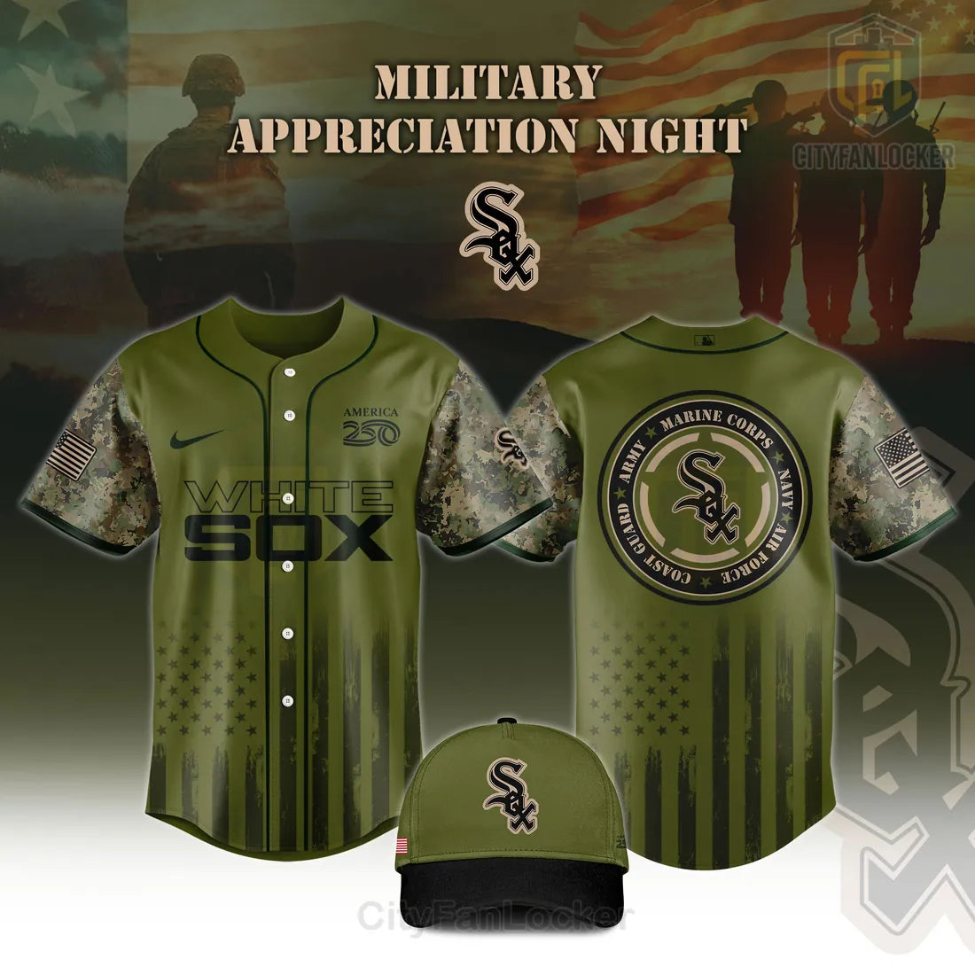 Chicago White Sox Military Appreciation America 250 Baseball Jersey