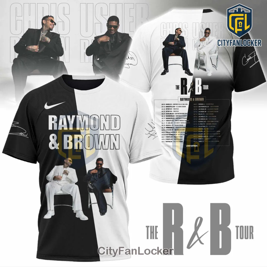 Chris Brown Usher R&B Tour Concert Fan Merch Shirt