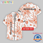 Cincinnati Bengals Leaf Flower Pattern Personalized Name Hawaii Shirt
