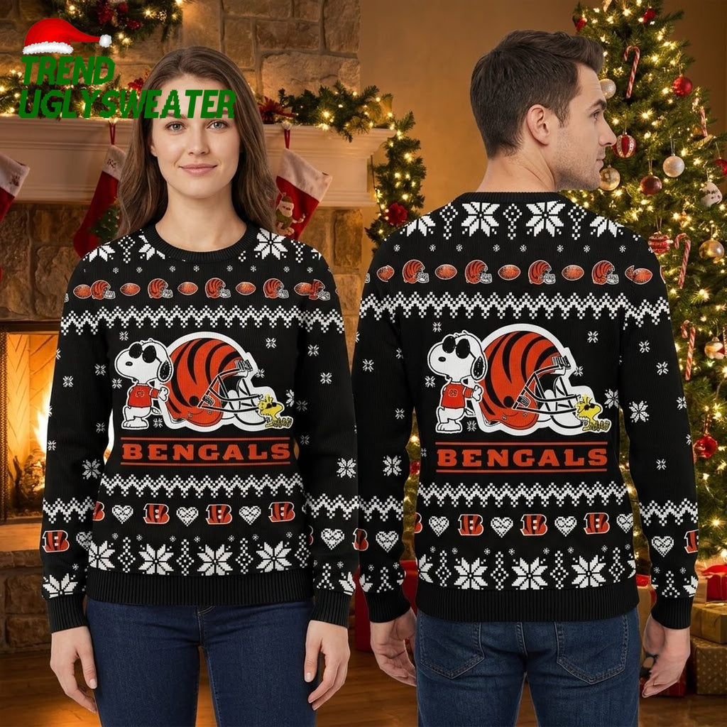 Cincinnati Bengals Snoopy Helmet Ugly Christmas Sweater