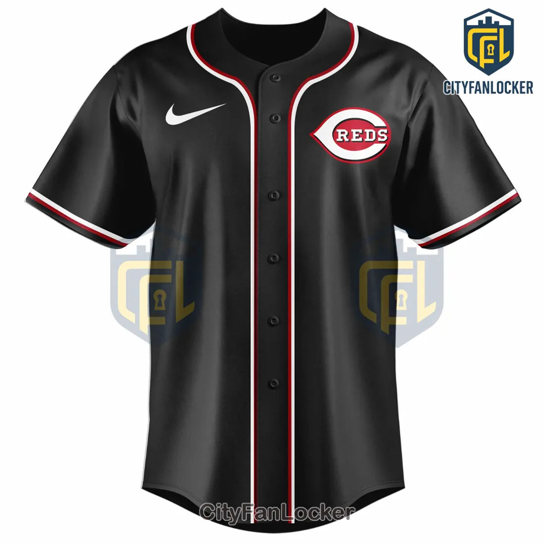 Cincinnati Reds Custom Black Personalized Men’s Baseball Jersey