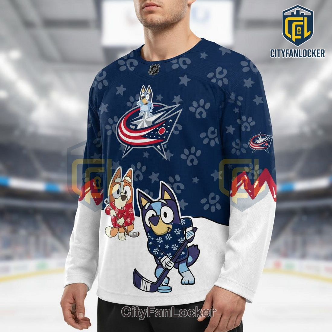 Columbus Blue Jackets Hockey x Bluey Theme Night Game Jersey Cap