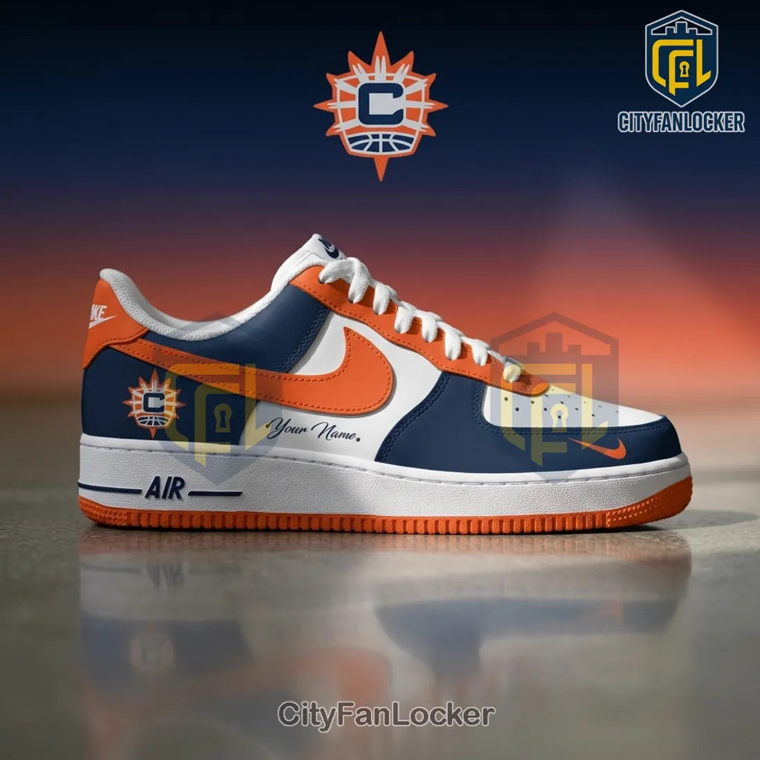 Connecticut Sun Navy Orange Custom Nike Air Force 1 Low Top