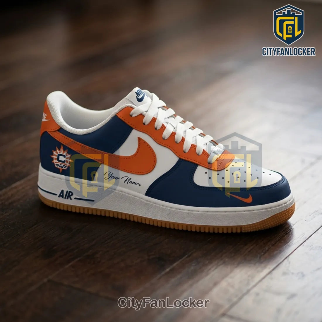 Connecticut Sun Navy Orange Custom Nike Air Force 1 Low Top