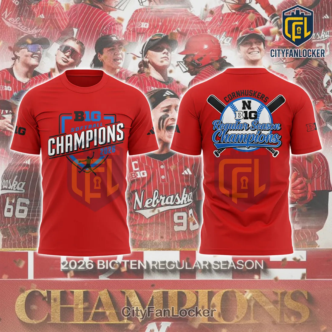 Cornhuskers 2026 Big Ten Softball Regular Season Champions T-Shirt