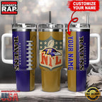 NFL Custom Name Baltimore Ravens Football Logo Tumbler 40oz With Handle