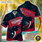 Customized NFL Houston Texans Hawaiian Shirt Metal Pattern Aloha Shirt