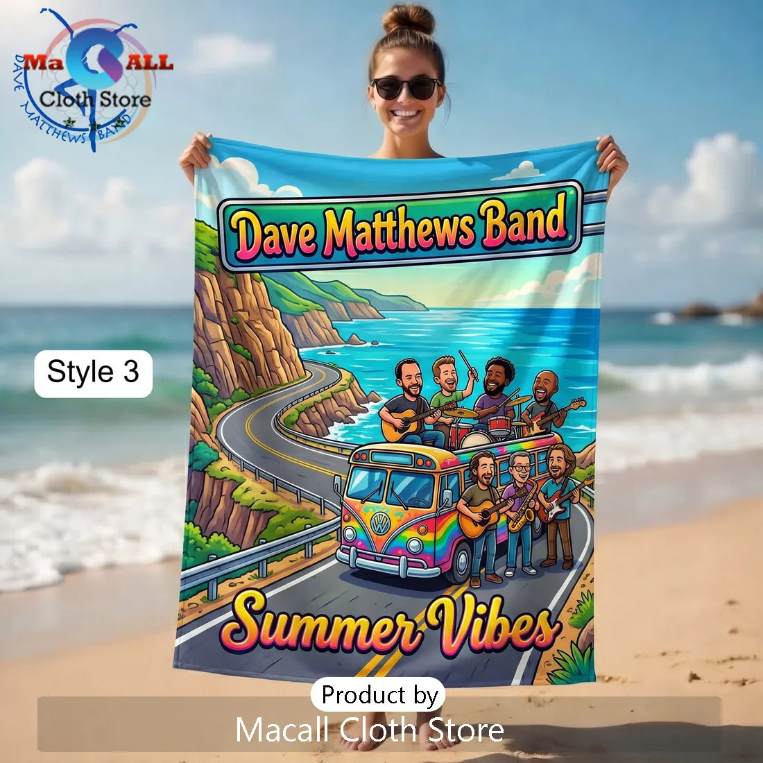 Dave Matthews Band Summer Vibes Sunset Music Concert Beach Towel