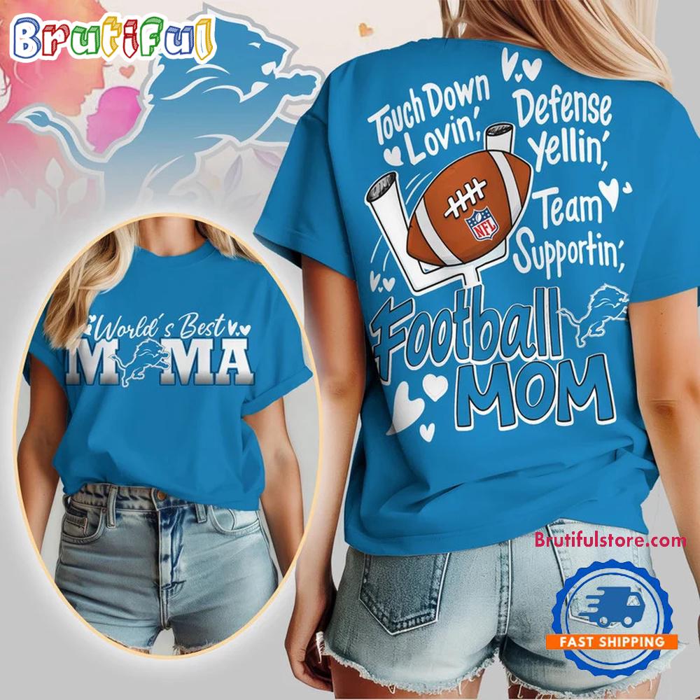 Detroit Lions 2026 NFL Mother Day Football Mama All Over Print T Shirt