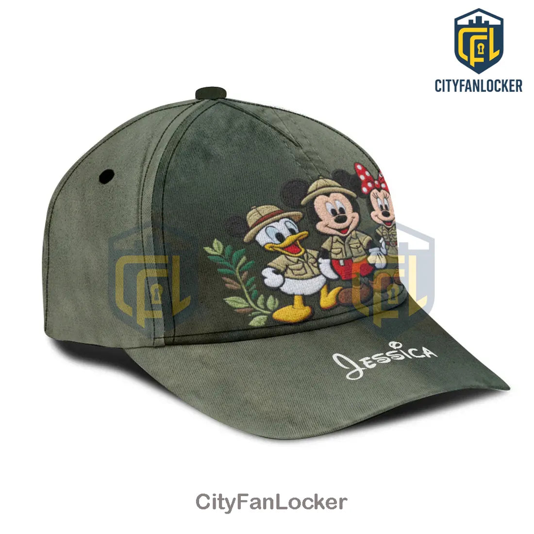 Disney Safari Adventure Personalized Distressed Green Embroidered Baseball Cap