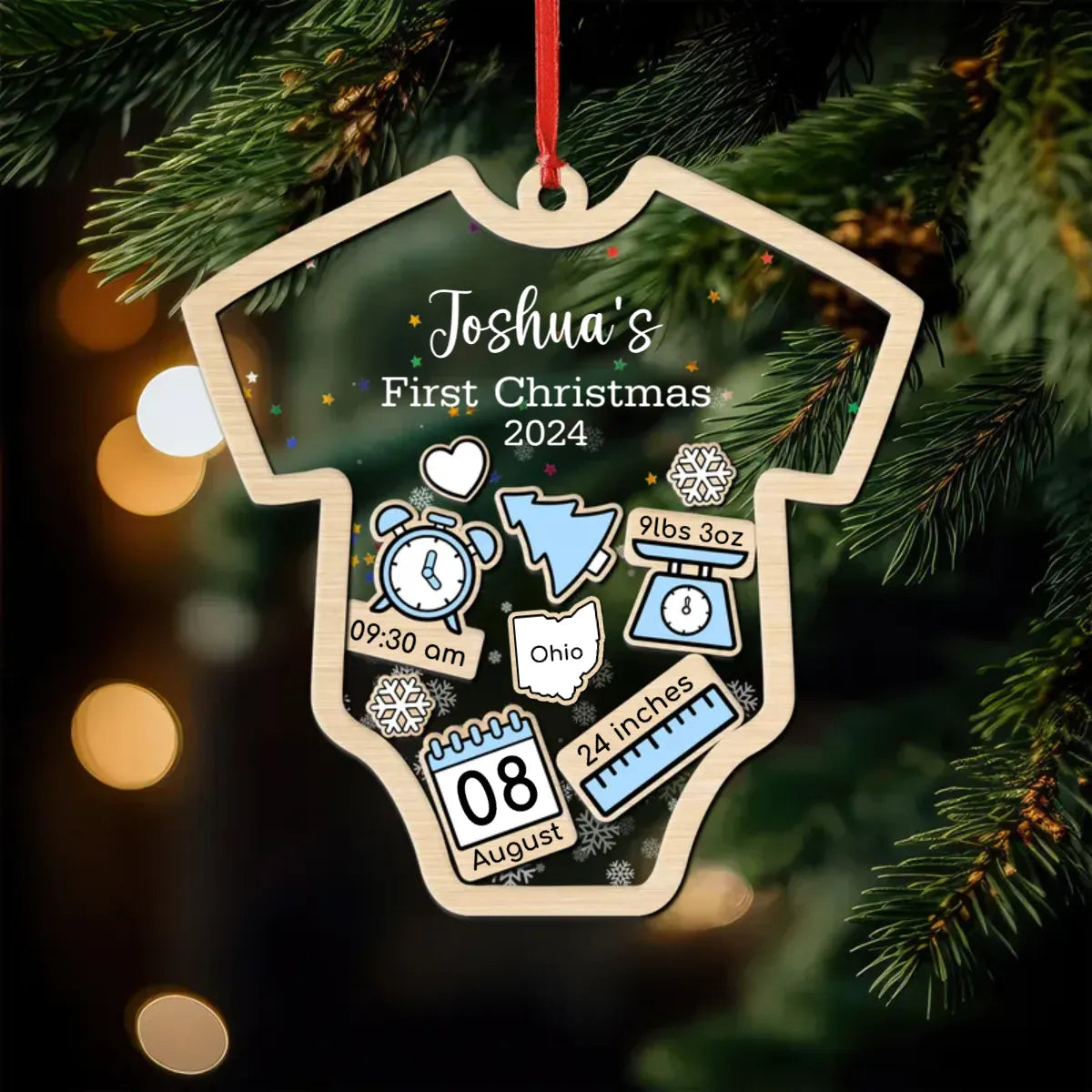 Custom Baby’s First Christmas 2025 - Personalized Shaker Ornament - Customized Baby Name, New 1st Baby Gift, Baby Keepsake, 4D Shake Babies Ornament
