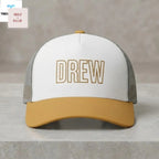 Drew House Iconic Logo White Tan Grey Mesh Baseball Cap