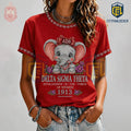 DST Cute Sparkling Elephant 1913 Sorority Sisters Red T-Shirt