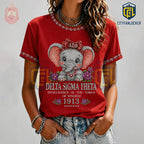 DST Cute Sparkling Elephant 1913 Sorority Sisters Red T-Shirt