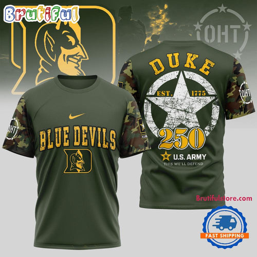 Duke Blue Devils 250 Years US Army Limited 3D Shirt