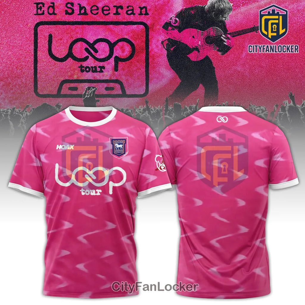 Ed Sheeran Loop Tour Ipswich Town FC Pink Shirt