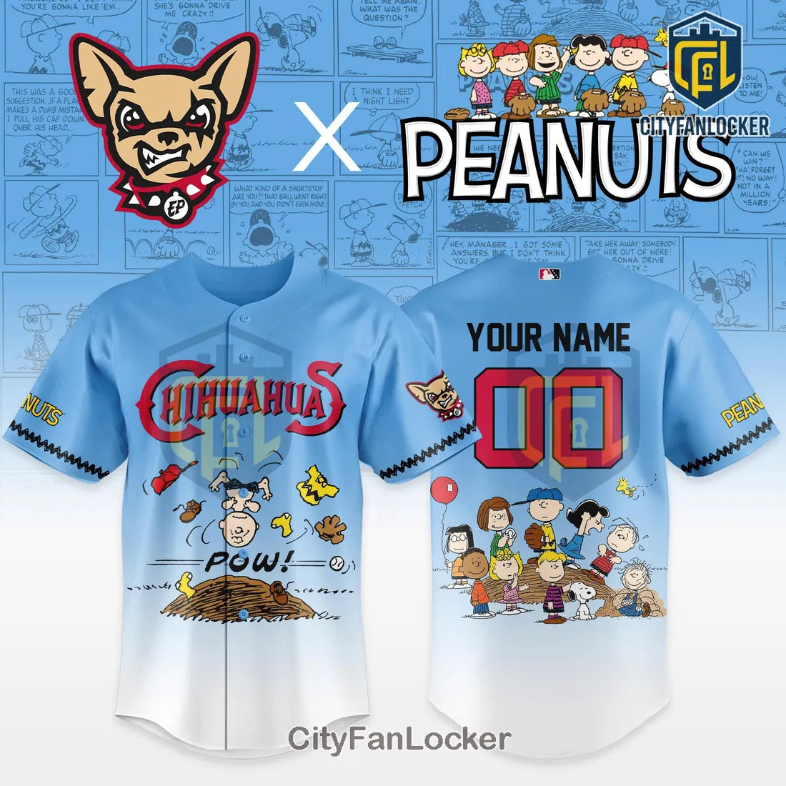 El Paso Chihuahuas x Peanuts 2026 Night Game Limited Edition Baseball Jersey