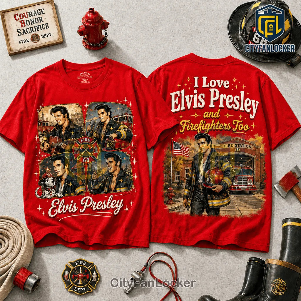 Elvis Presley Firefighter Red T-Shirt 2026