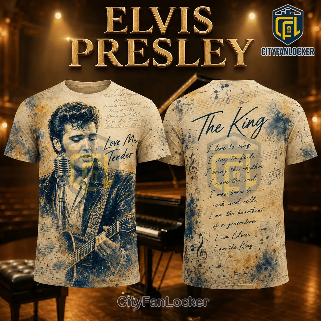 Elvis Presley The King Music Notes T-Shirt