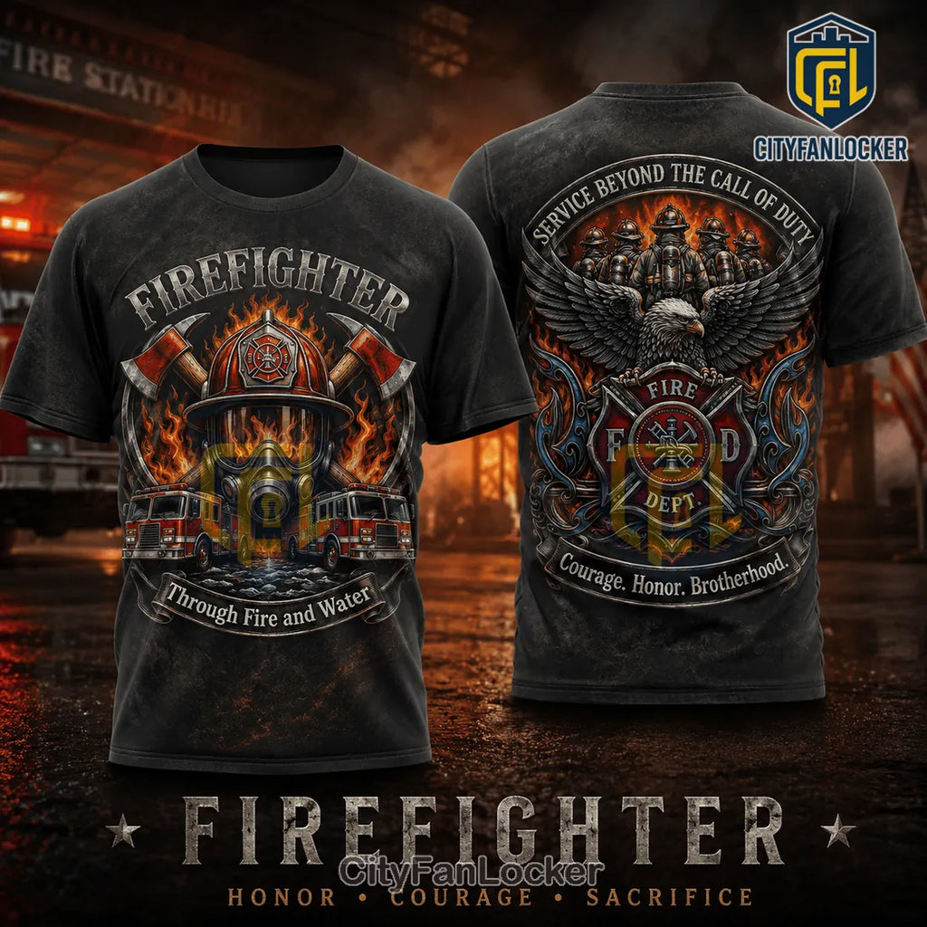 Firefighter Courage Honor Brotherhood Patriotic Eagle T-Shirt