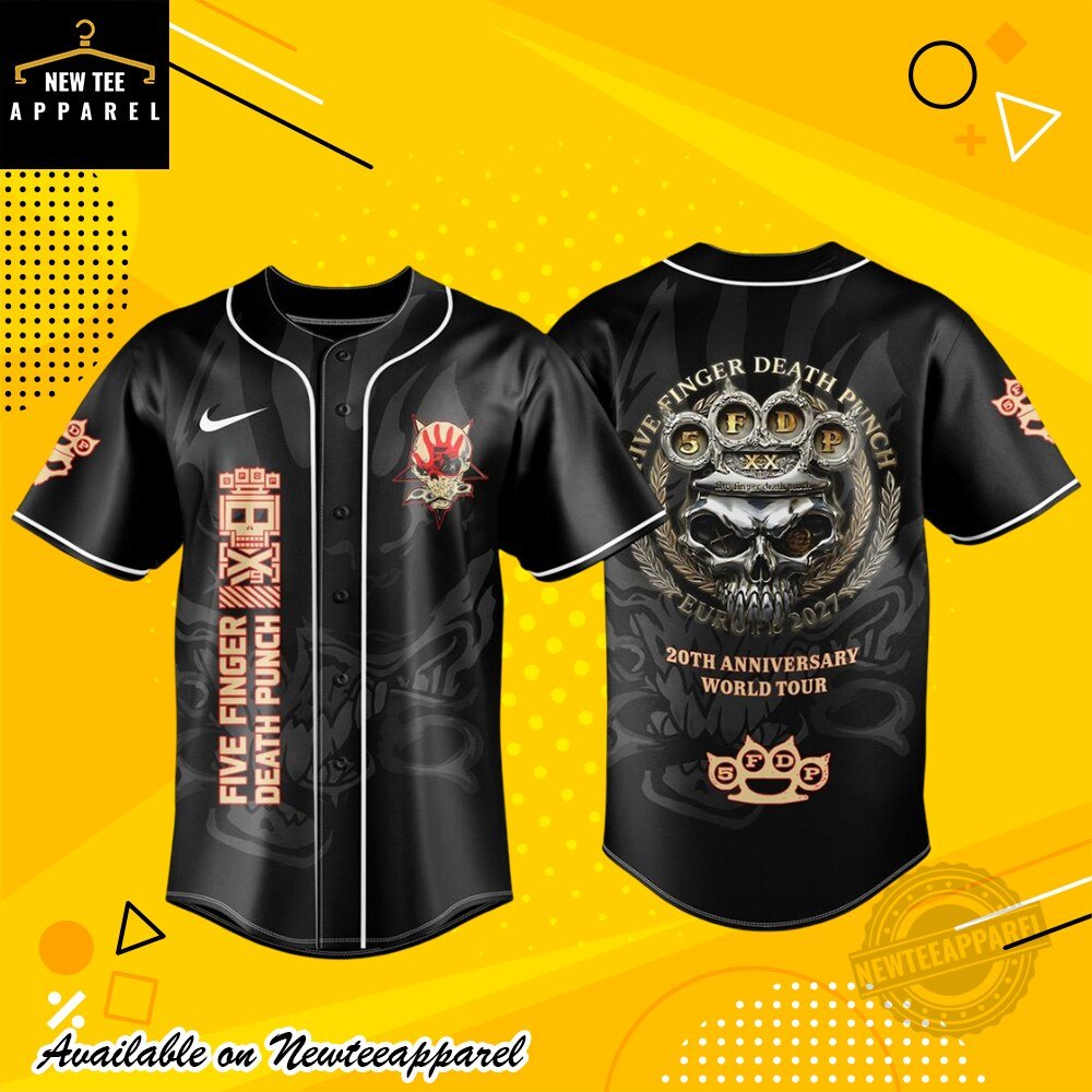 Five Finger Death Punch 20th Anniversary World Tour 2026 Baseball Jersey