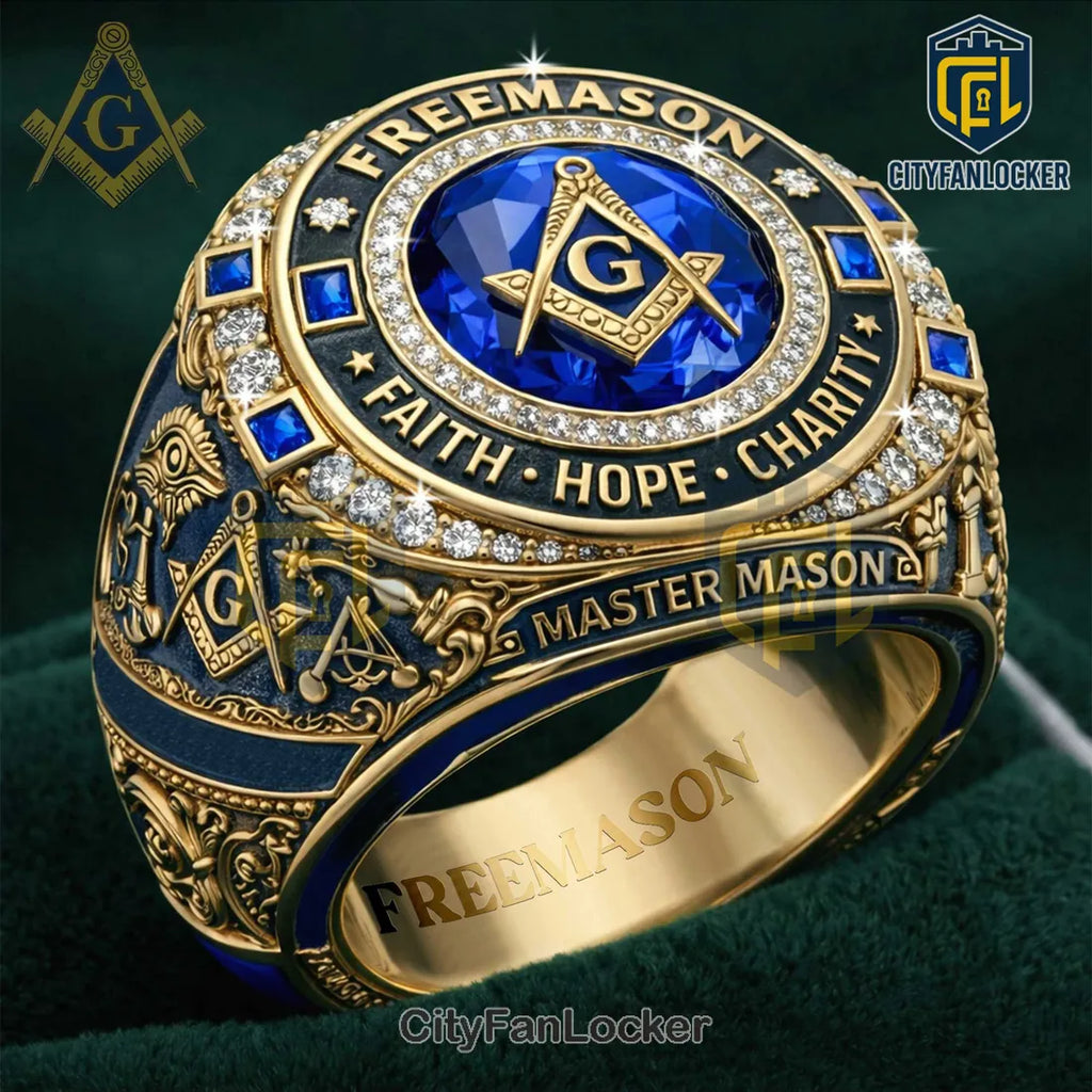 Freemason Faith Hope Charity Gold Ring