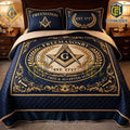 Freemason Square and Compass Quilt 3-Piece Bedding Set