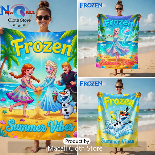 Frozen Anna Elsa Olaf Summer Vibes Premium Kids Beach Towel