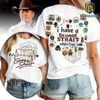 George Strait x Indiana Jones Mashup White Graphic T-Shirt