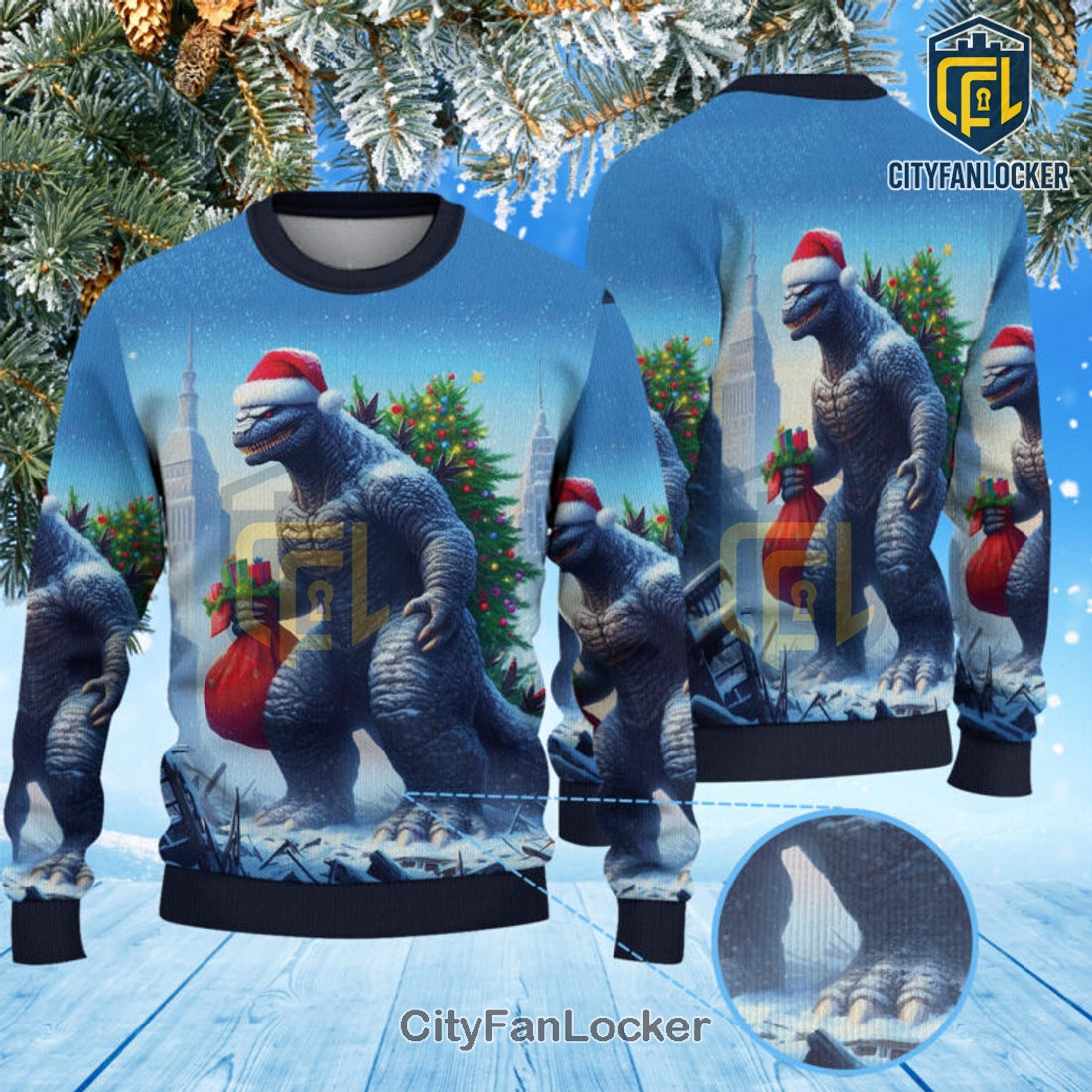Godzilla Christmas Knitted Sweater 2025
