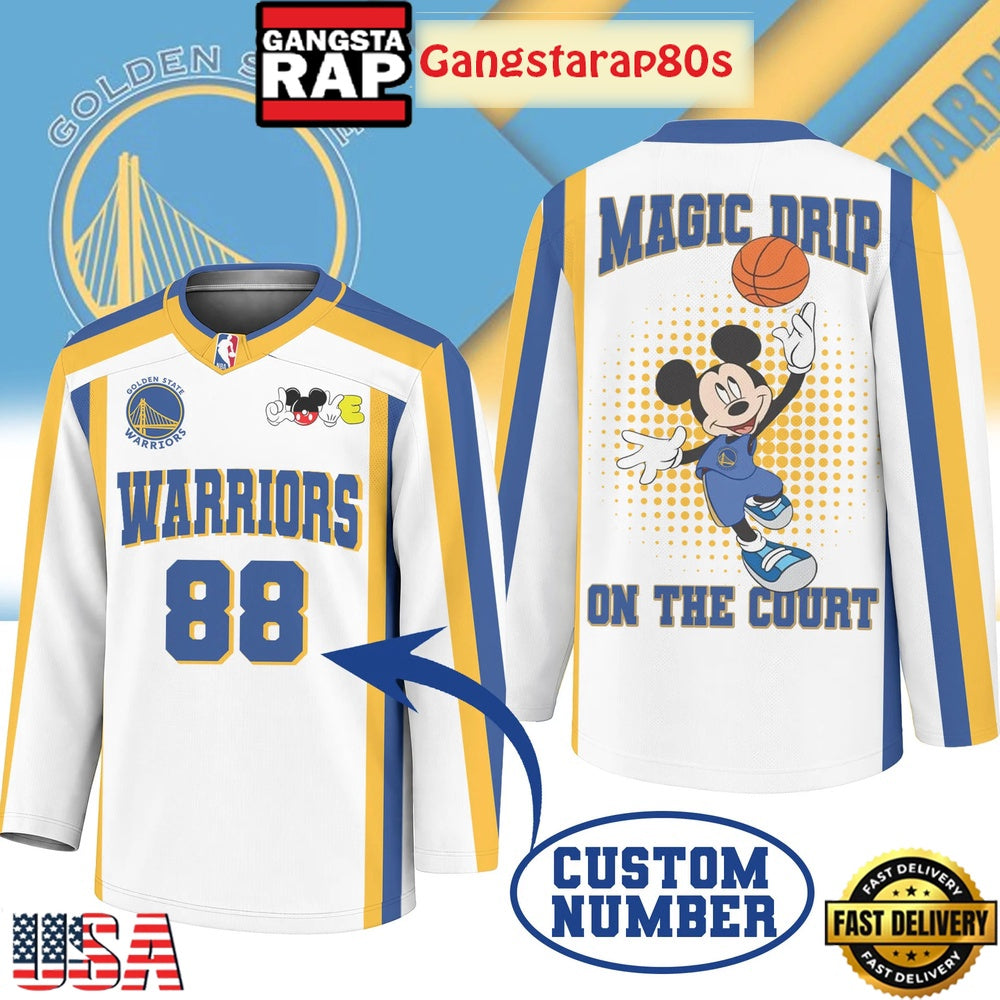 Golden State Warriors Premium NBA Magic Drip Long Jersey Shirt