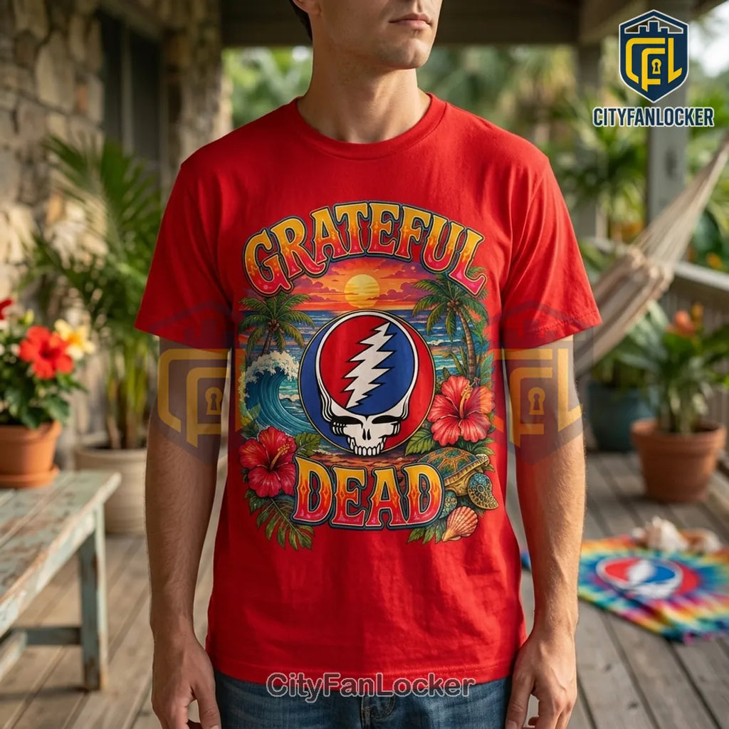 Grateful Dead Red Beach Tie Dye T-Shirt