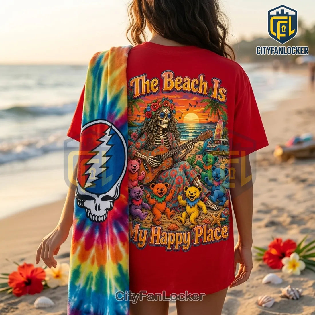 Grateful Dead Red Beach Tie Dye T-Shirt