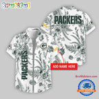 Green Bay Packers Leaf Flower Pattern Personalized Name Hawaii Shirt