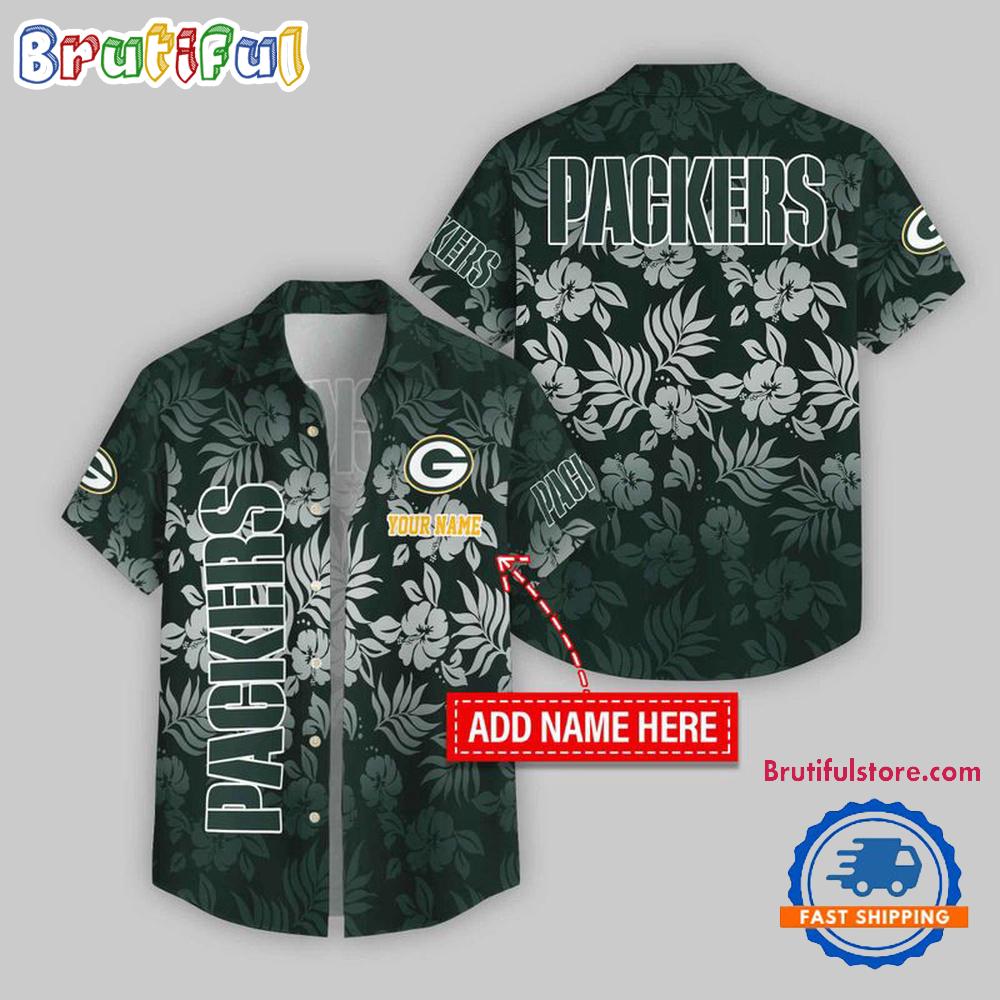 Green Bay Packers Night Flower Pattern Personalized Name Hawaii Shirt