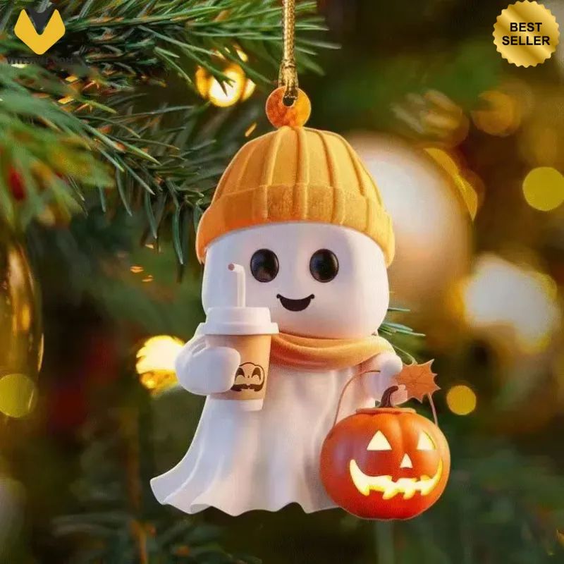 Halloween Ghost Pumpkin Ornament