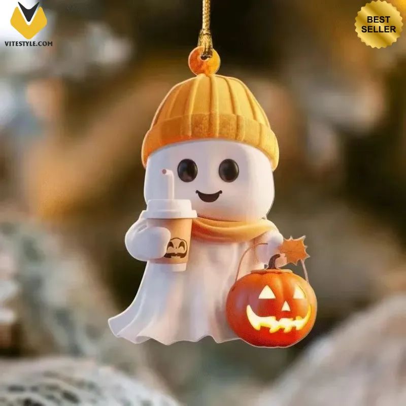 Halloween Ghost Pumpkin Ornament