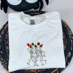 Dancing Skeletons Sweatshirt, Merry Christmas Crewneck Embroidered