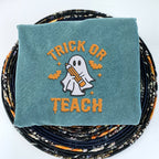 Comfort Color® Embroidered Trick or Teach Halloween T-Shirt or Sweatshirt