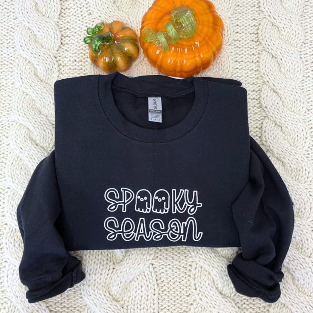 Spooky Season Crewneck Embroidered Halloween Sweatshirt, Hoodie