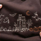 Haunted Manor Sweatshirt, Embroidered Halloween Crewneck, Gothic Autumn Pullover
