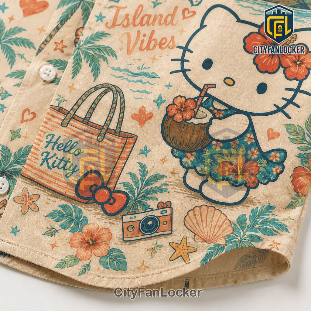 Hello Kitty Island Vibes Tropical Button Down Shirt 2026