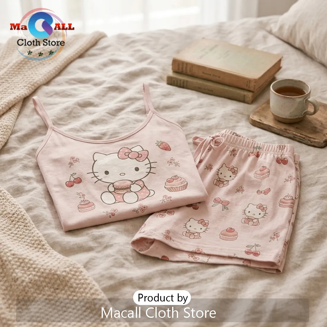 Hello Kitty Pink Aesthetic Pajama Loungewear Set