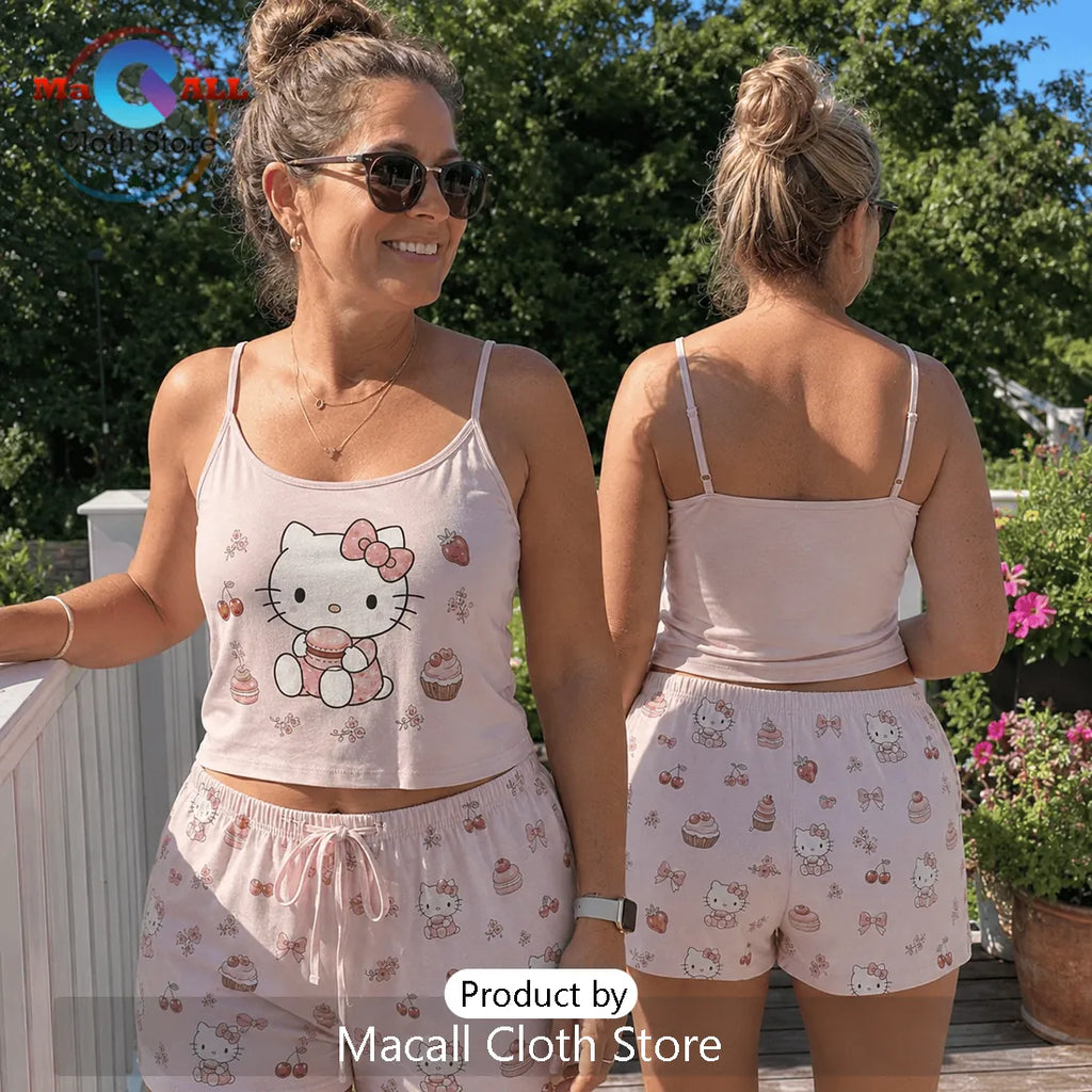 Hello Kitty Pink Aesthetic Pajama Loungewear Set