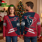Houston Texans Bull Logo Colorblock Christmas Sweater