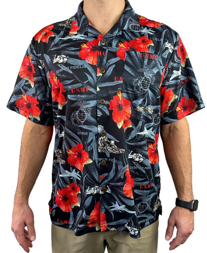 Marines Semper Fi Hawaiian Shirt Black