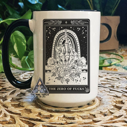 Tarot Card Mug, Occult tarot mug, Zero of Fucks Tarot mug, witchy skeleton tarot mug, witchy tarot card mug, skeleton finger mug
