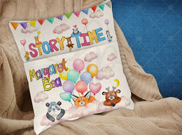 Linen Pocket Pillow|Story Time | Child Throw Pillow | Story Book Holder | Pocket Pillow | Bedtime Story | Child Birthday Gift